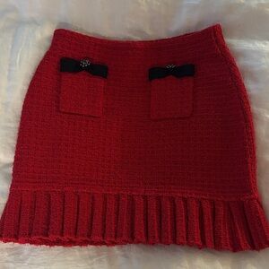 Self Portrait red tweed mini skirt with tags!